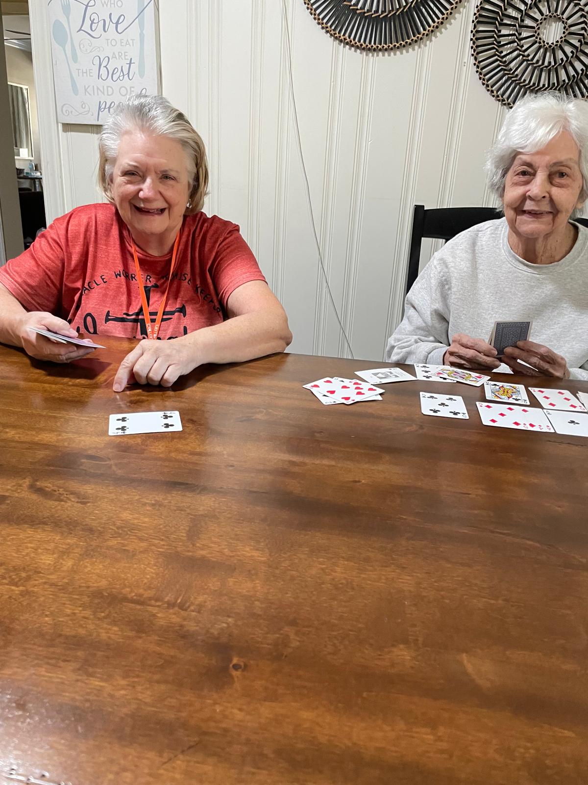 Women residents enjoying a card game